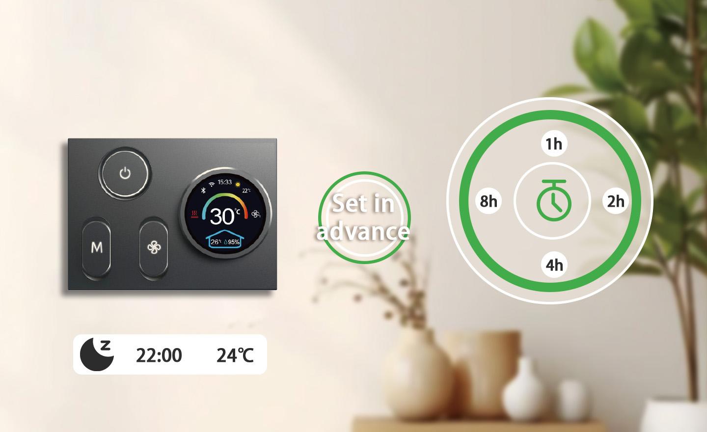 Built-in Timer for Pre-Setting Desired Temperatures